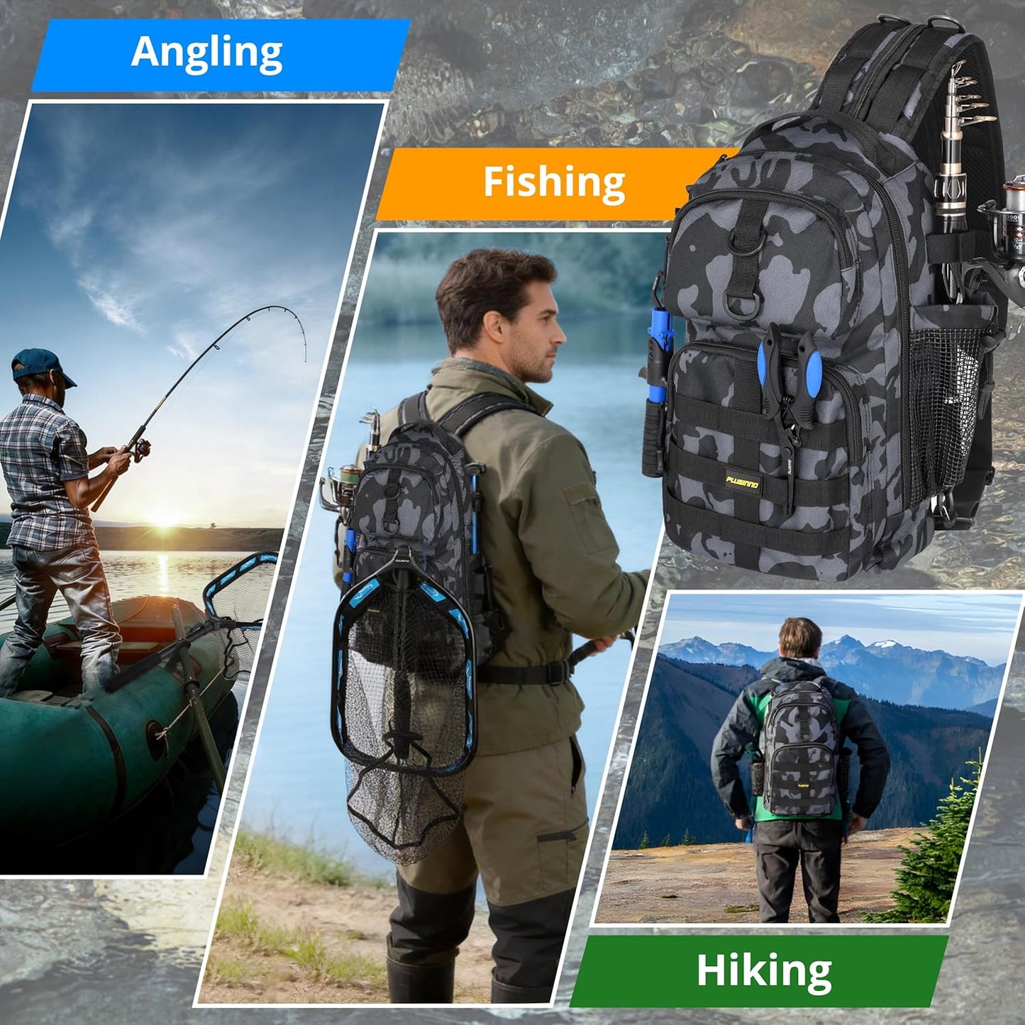 Fishing Gear,Fishing Backpack with Floating Fishing Net,Tackle Boxes,Waterproof Fishing Tackle Bag,Fishing Gifts for Men