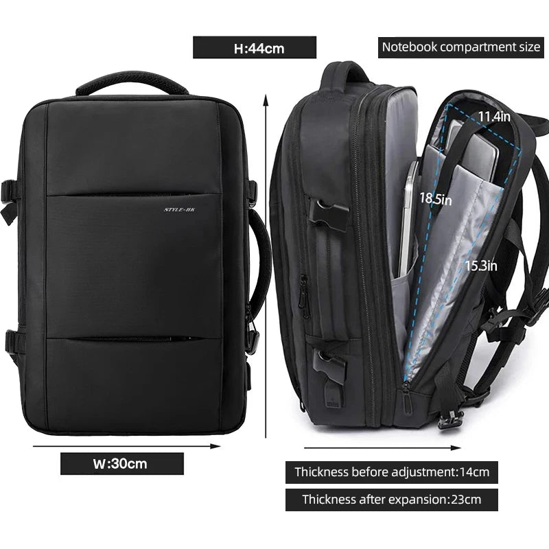 Expandable Men Backpack Waterproof Business Laptop Backpack Man Large Capacity Travel Bag Fashion School Backpack