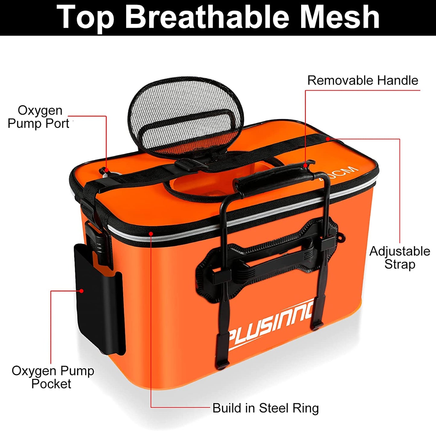 Fishing Bucket, Foldable Fishing Bait Bucket, Multifunctional Portable Folding Fishing Minnow Bucket Fish Live Bait Container, Outdoor Camping EVA Fishing Bag for Kids and Adult