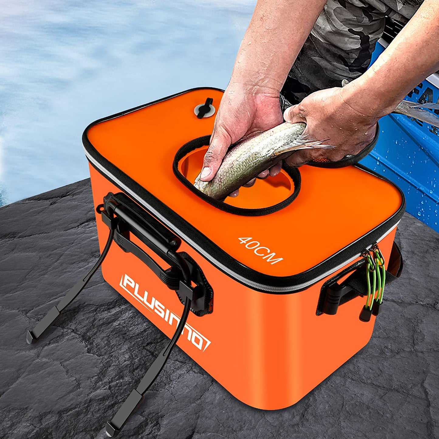 Fishing Bucket, Foldable Fishing Bait Bucket, Multifunctional Portable Folding Fishing Minnow Bucket Fish Live Bait Container, Outdoor Camping EVA Fishing Bag for Kids and Adult