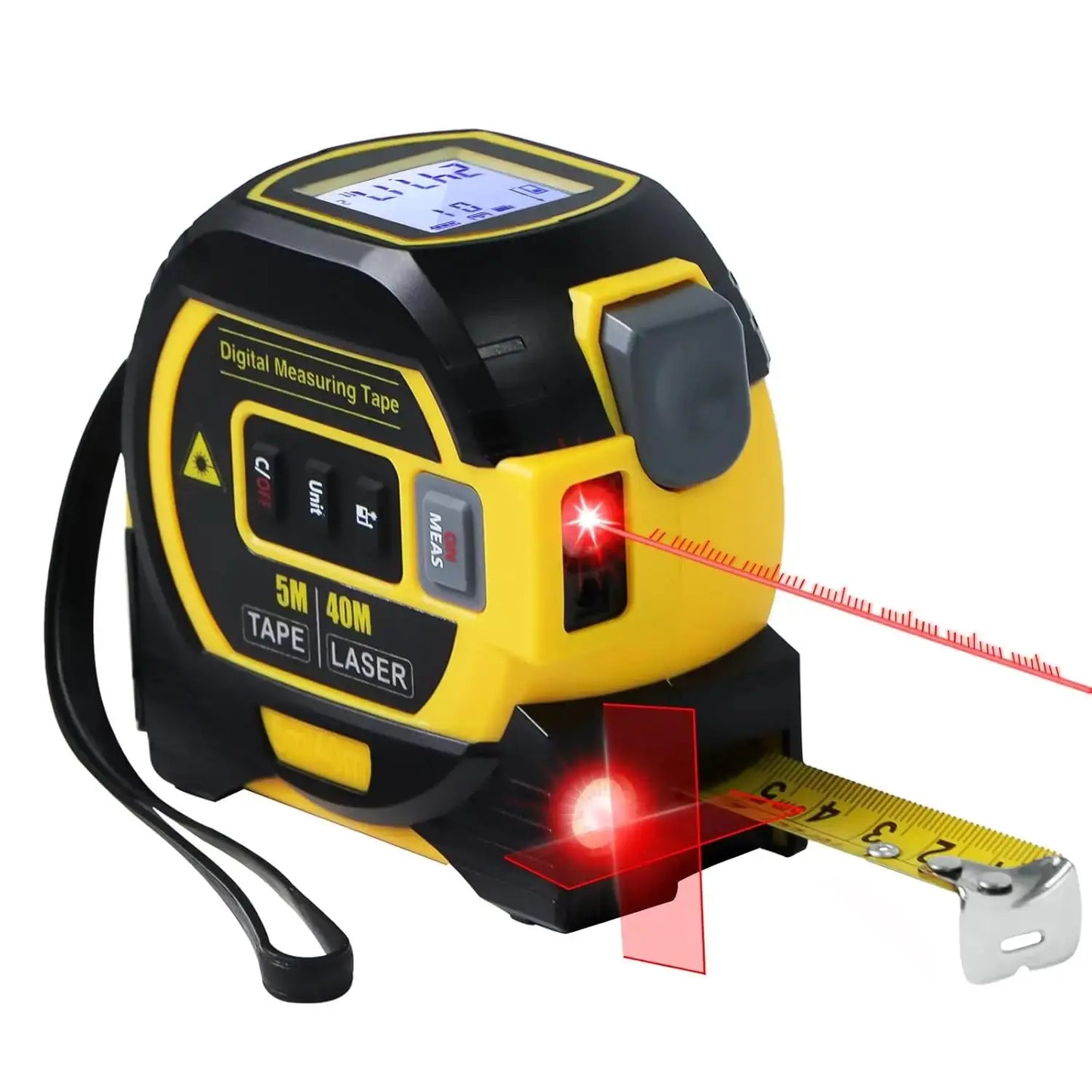 3-In-1 Laser Rangefinder Tape Measure with LCD Display Backlight Rangefinder Building Measurement Device, Christmas Gift