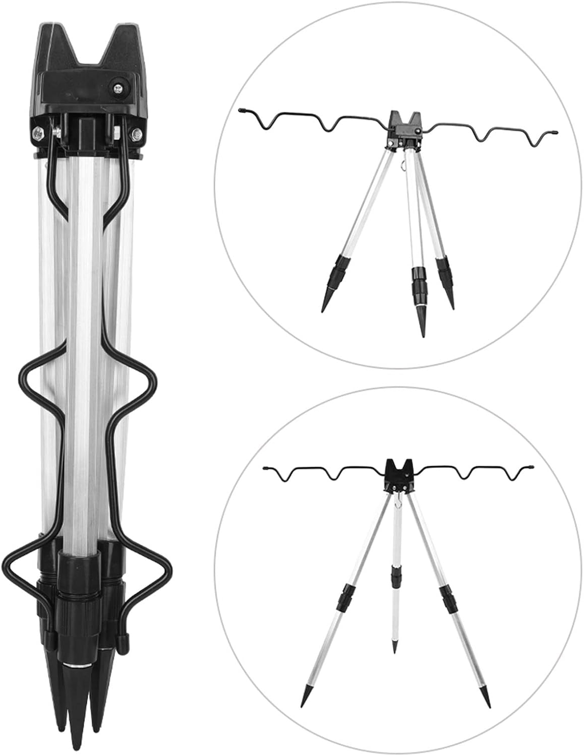 Foldable Fishing Pole Holder, Aluminum Alloy Mini Fishing Rod Tripod Stand Ultrashort Folding Sea Pole Bracket Equipment Accessory for Fishing Lover Outdoor
