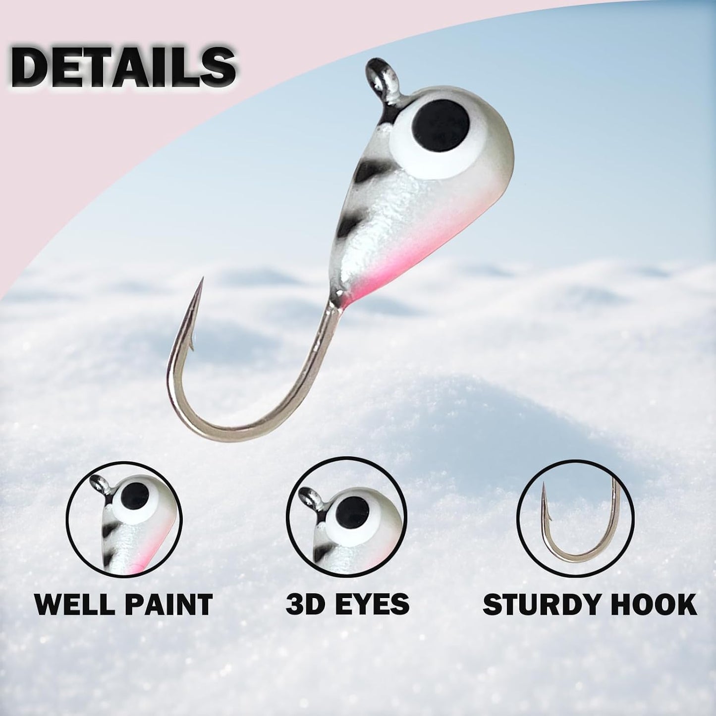 10Pcs Tungsten Ice Fishing Jigs UV Glow in Dark Ice Fishing Lures Sensitive Tungsten Tear Drop Ice Fishing Jig Head for Crappie Panfish Walleye