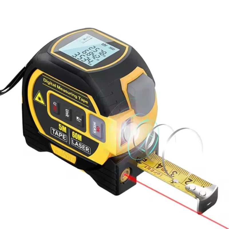 3-In-1 Laser Rangefinder Tape Measure with LCD Display Backlight Rangefinder Building Measurement Device, Christmas Gift