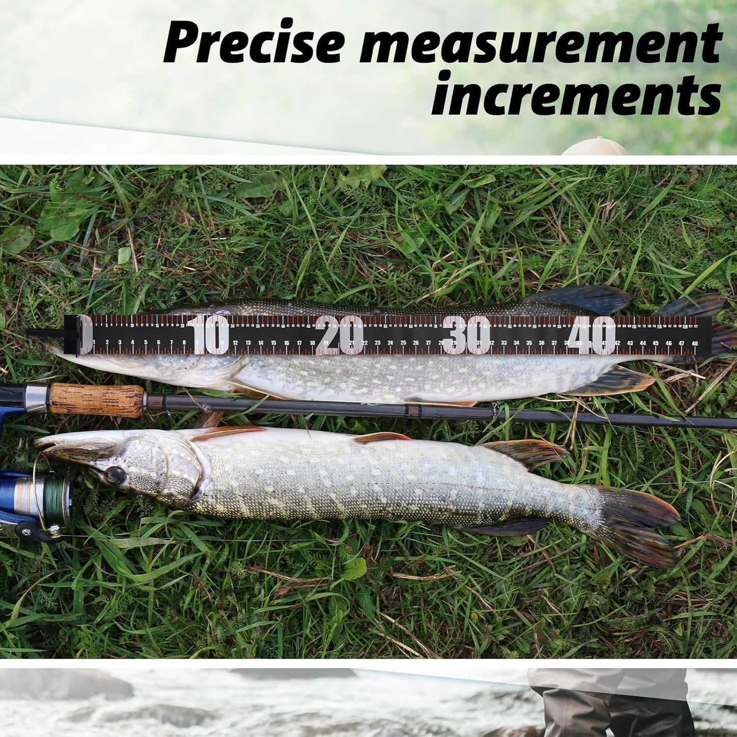 2 Pcs 48 Inch Fishing Ruler Fishing Measuring Tape with Bump Board Waterproof Portable Roll up Fish Measuring Board Device Tool for Crappie Tuna Shark Swordfish