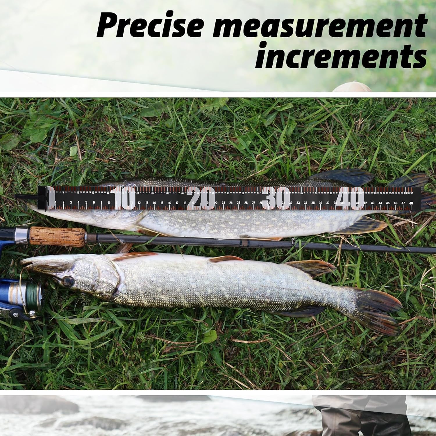 2 Pcs 48 Inch Fishing Ruler Fishing Measuring Tape with Bump Board Waterproof Portable Roll up Fish Measuring Board Device Tool for Crappie Tuna Shark Swordfish