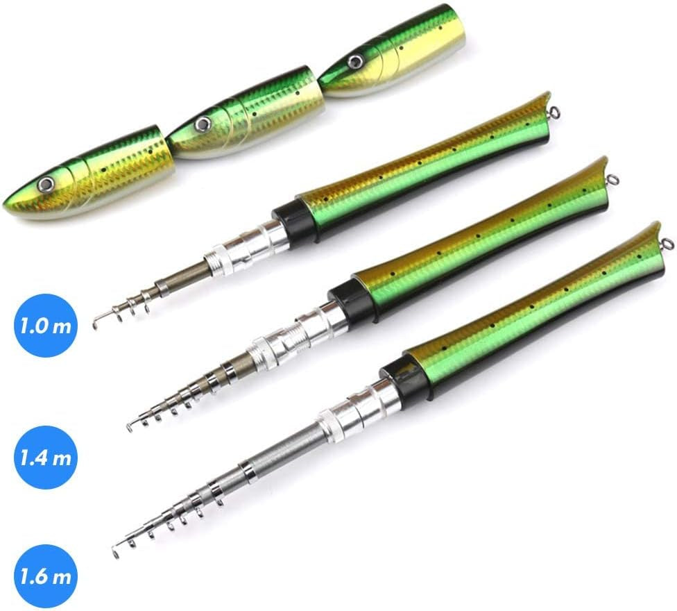 Pen Fishing Pole 55 Inch Mini Pocket Rod Travel Set for Ice Fly Sea Saltwater Freshwater 1.4M