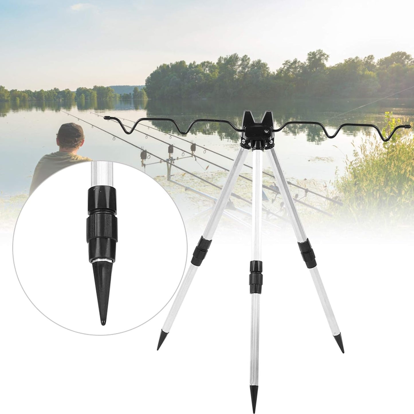 Foldable Fishing Pole Holder, Aluminum Alloy Mini Fishing Rod Tripod Stand Ultrashort Folding Sea Pole Bracket Equipment Accessory for Fishing Lover Outdoor