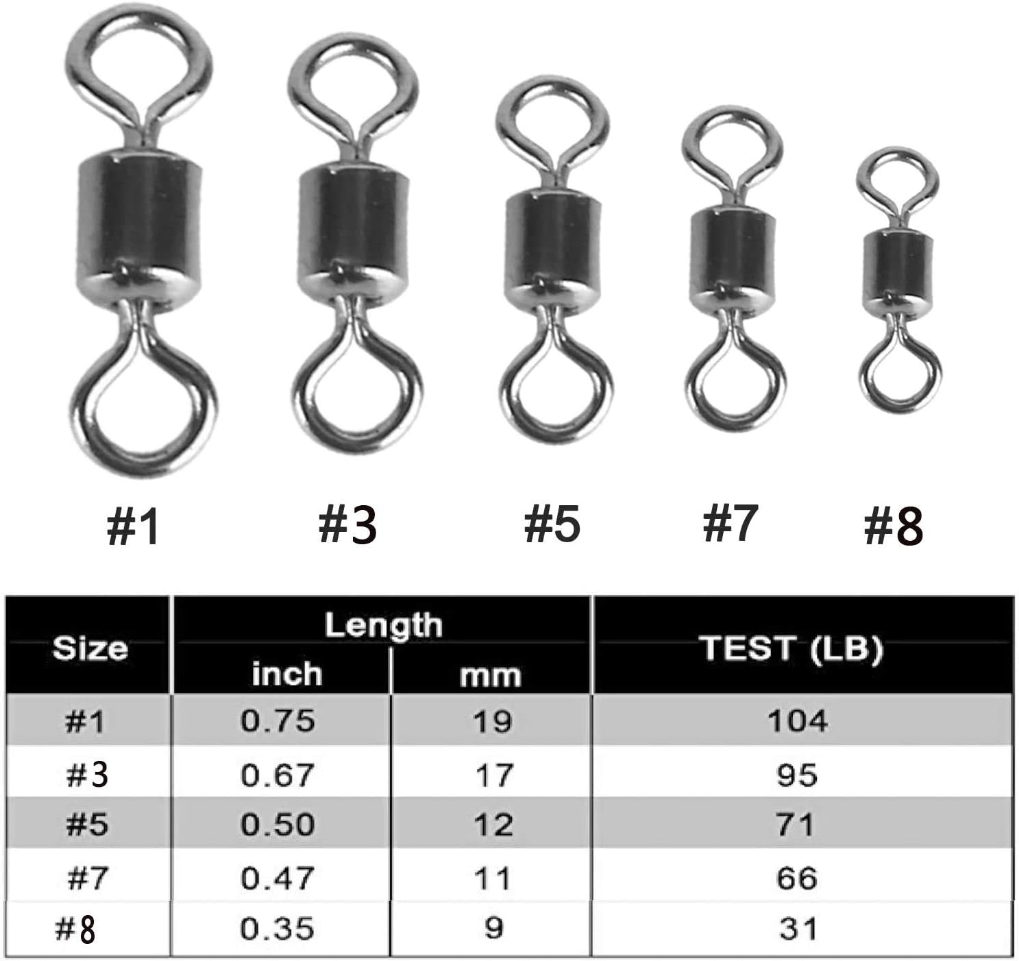Fishing Swivels, 200Pcs Barrel Swivels Fishing Stainless Steel Swivel Fishing for Saltwater Freshwater Fishing