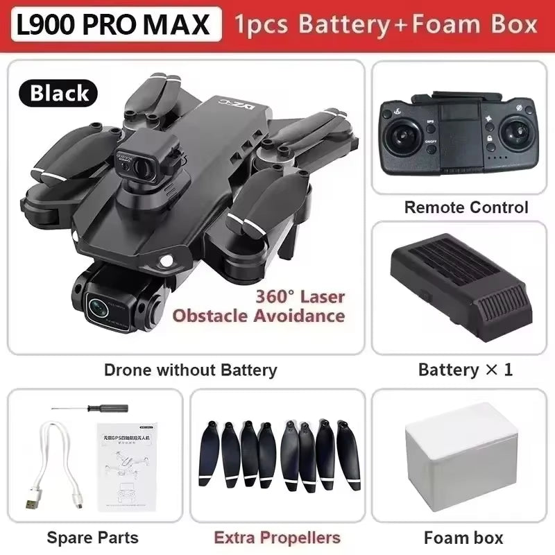 NEW HOT L900 Pro MAX GPS Drone 4K Professional HD Dual Camera 5G Wifi 360° Obstacle Avoidance Brushless Foldable Quadcopter
