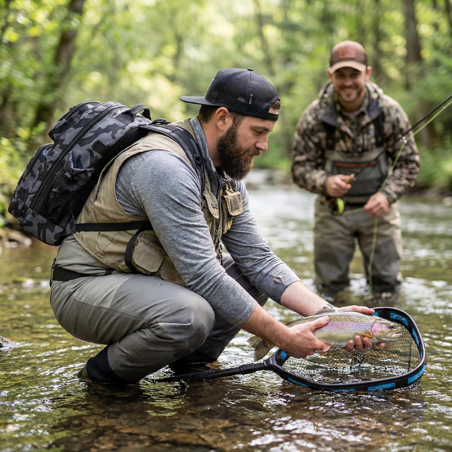 Fishing Gear,Fishing Backpack with Floating Fishing Net,Tackle Boxes,Waterproof Fishing Tackle Bag,Fishing Gifts for Men