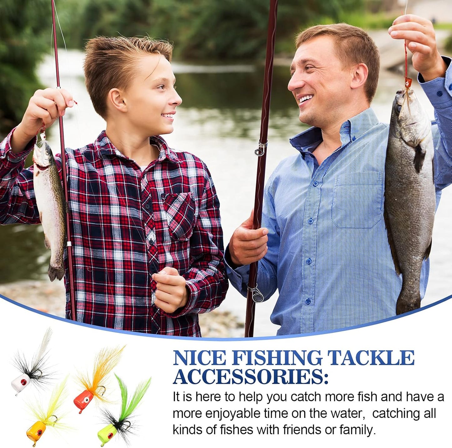 40 Pieces Fly Fishing Flies Fly Poppers Panfish Poppers Dry Flies Fishing Popper Lures for Trout Salmon Bass