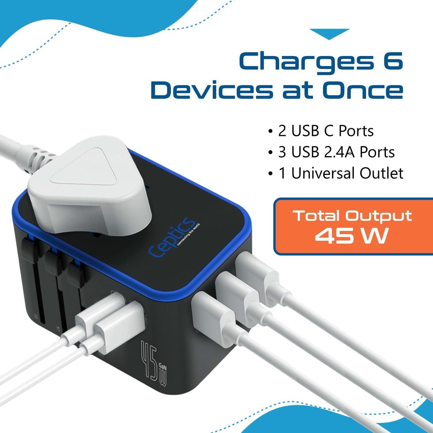 Universal Travel Adapter, 35W International Power Adapter with PD & QC 3.0 Dual USB-C, 3 USB Travel Adapter Worldwide, Type I C G a Outlets 110V 220V A/C - EU Euro US UK (11-KU)