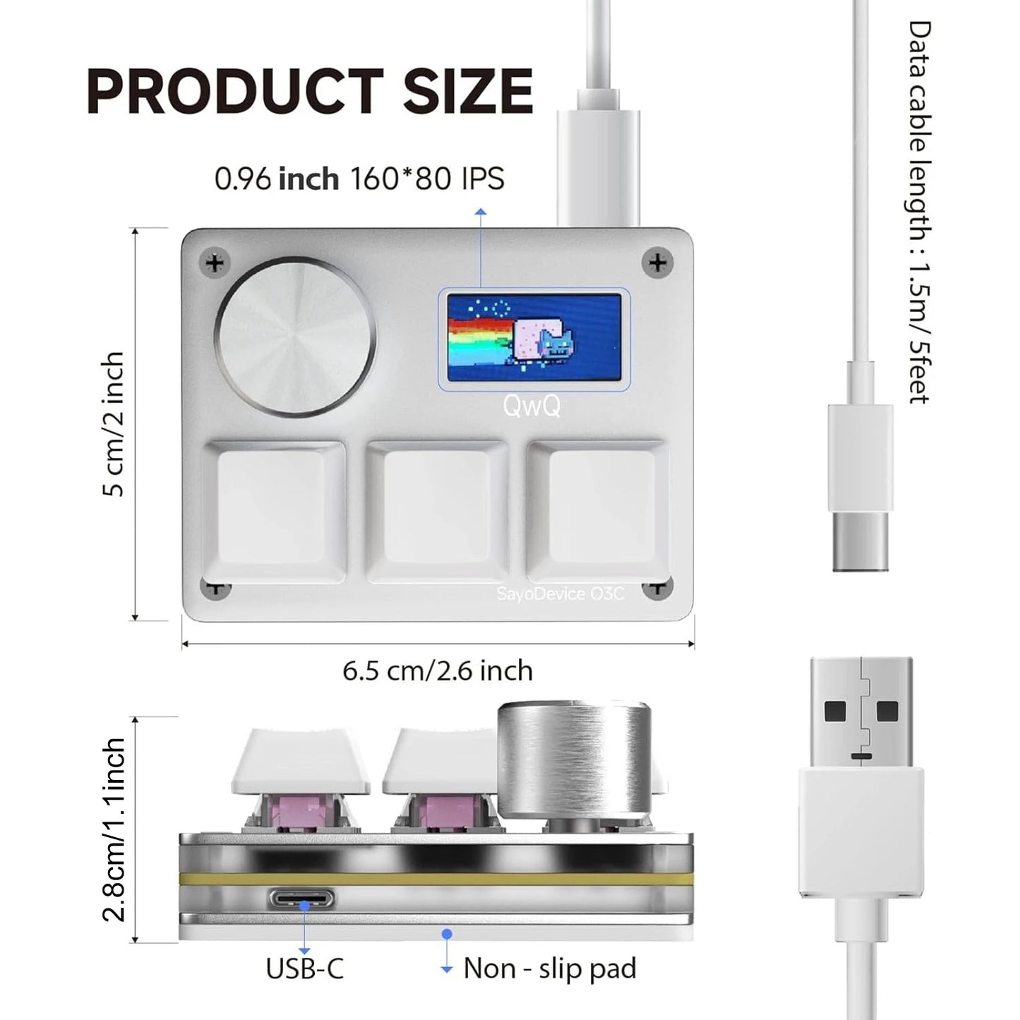 O3C Sayodevice OSU O3C Rapid Trigger Hall Switches Magnetic Pink Switches Keyboard with Knob Screen Copy Paste Shotcut