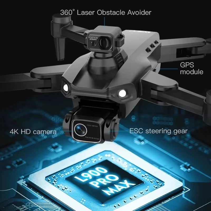 NEW HOT L900 Pro MAX GPS Drone 4K Professional HD Dual Camera 5G Wifi 360° Obstacle Avoidance Brushless Foldable Quadcopter