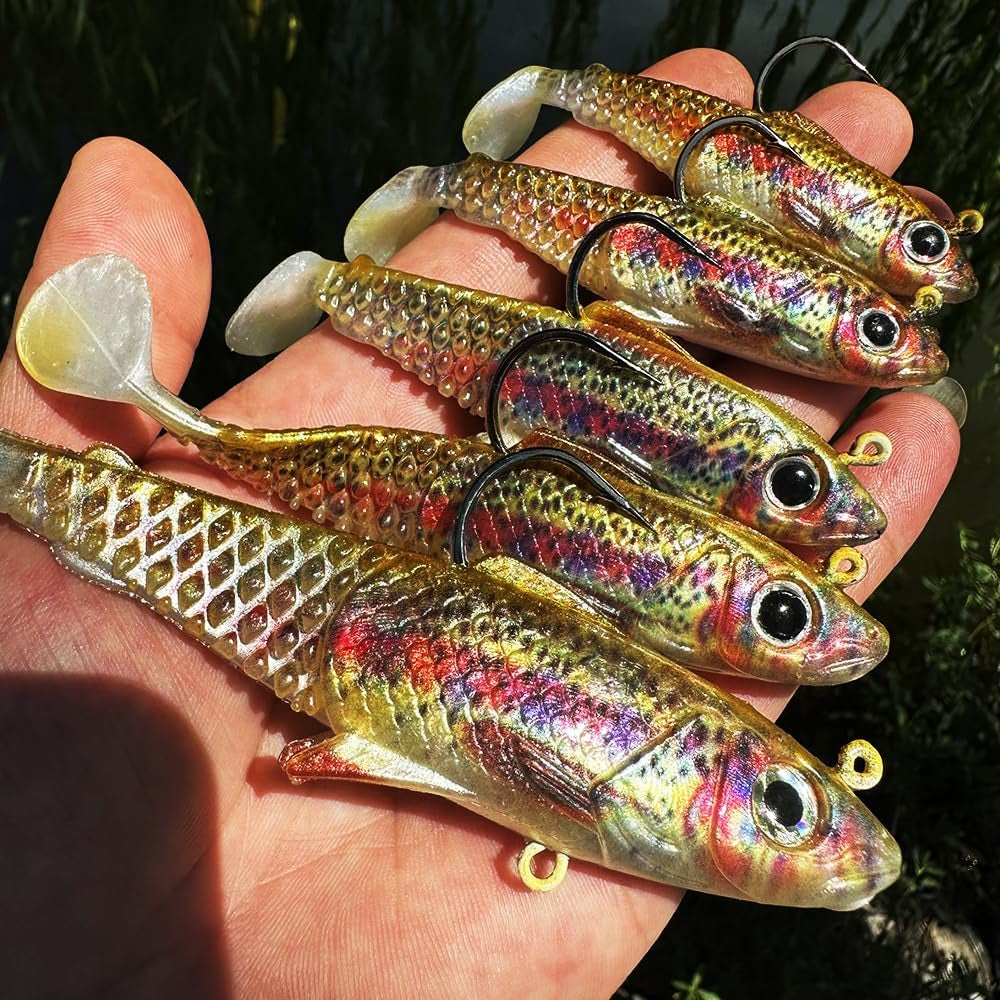 Fishing Soft Plastic Lures - Pre-Rigged Soft Fishing Lures - Great Action Swimbaits with Spinner - Fishing Gear for Bass Trout Walleye, Crappie Fishing Jigs Bait