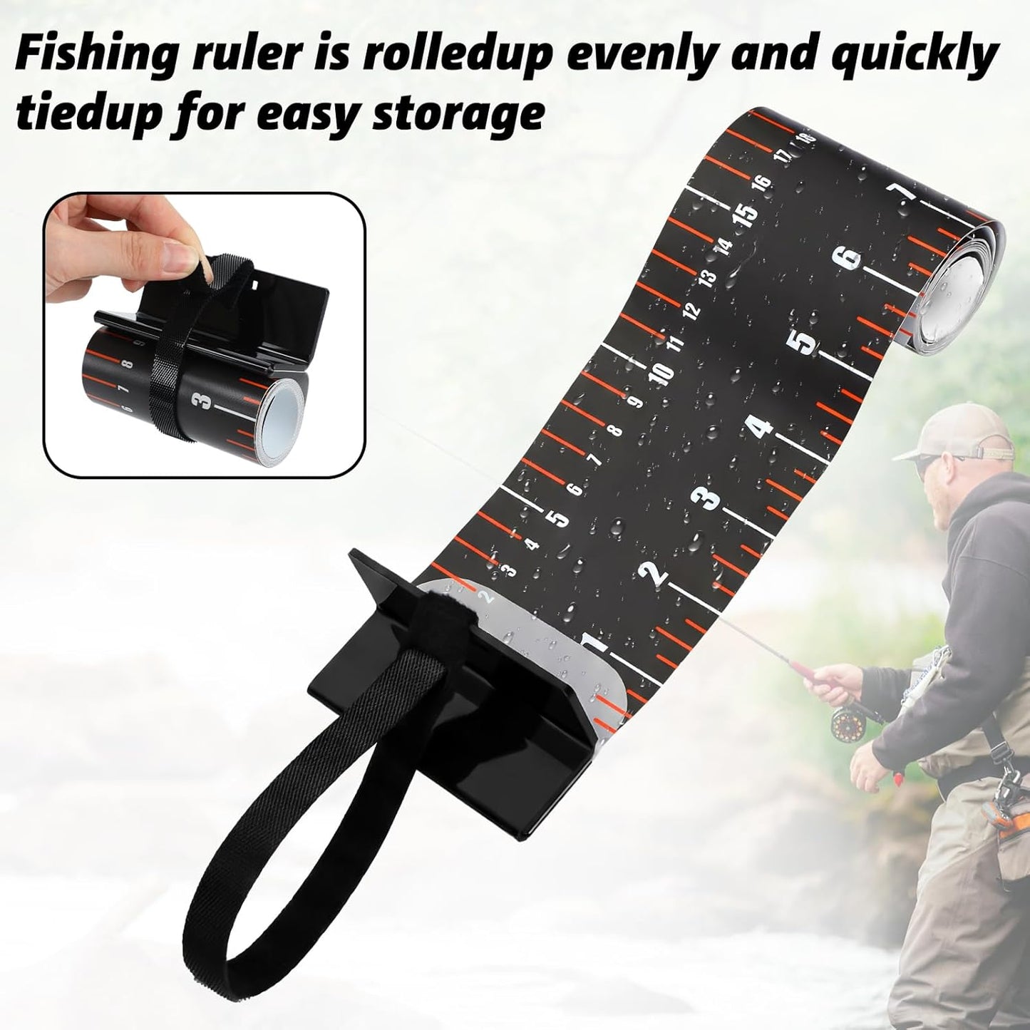 2 Pcs 48 Inch Fishing Ruler Fishing Measuring Tape with Bump Board Waterproof Portable Roll up Fish Measuring Board Device Tool for Crappie Tuna Shark Swordfish
