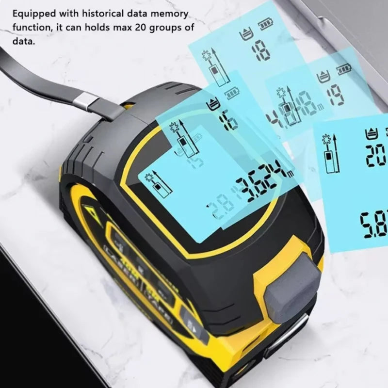 3-In-1 Laser Rangefinder Tape Measure with LCD Display Backlight Rangefinder Building Measurement Device, Christmas Gift