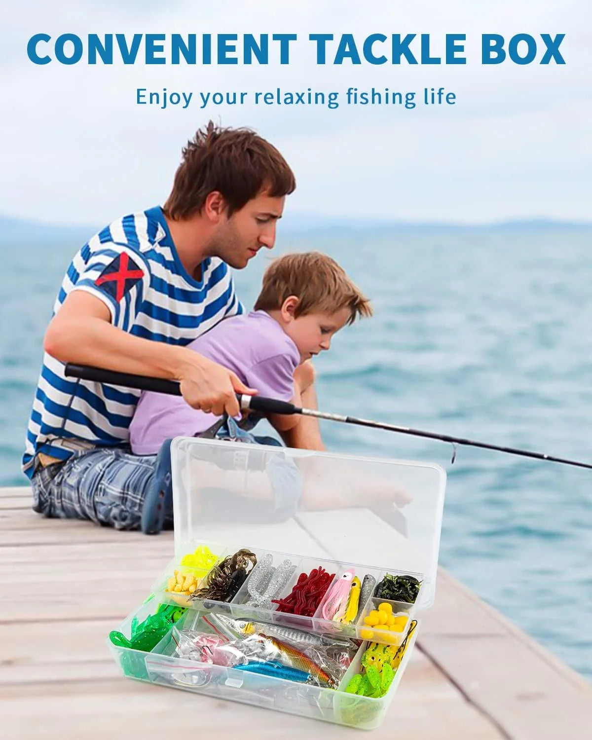 Fishing Lures 380Pcs Fishing Gear for Bass Trout Salmon Fishing Kit Tackle Box with Plugs Jigs Crankbaits Spoon Poppers Soft Plastics Worms and More Fishing Accessories Fishing Gifts for Men