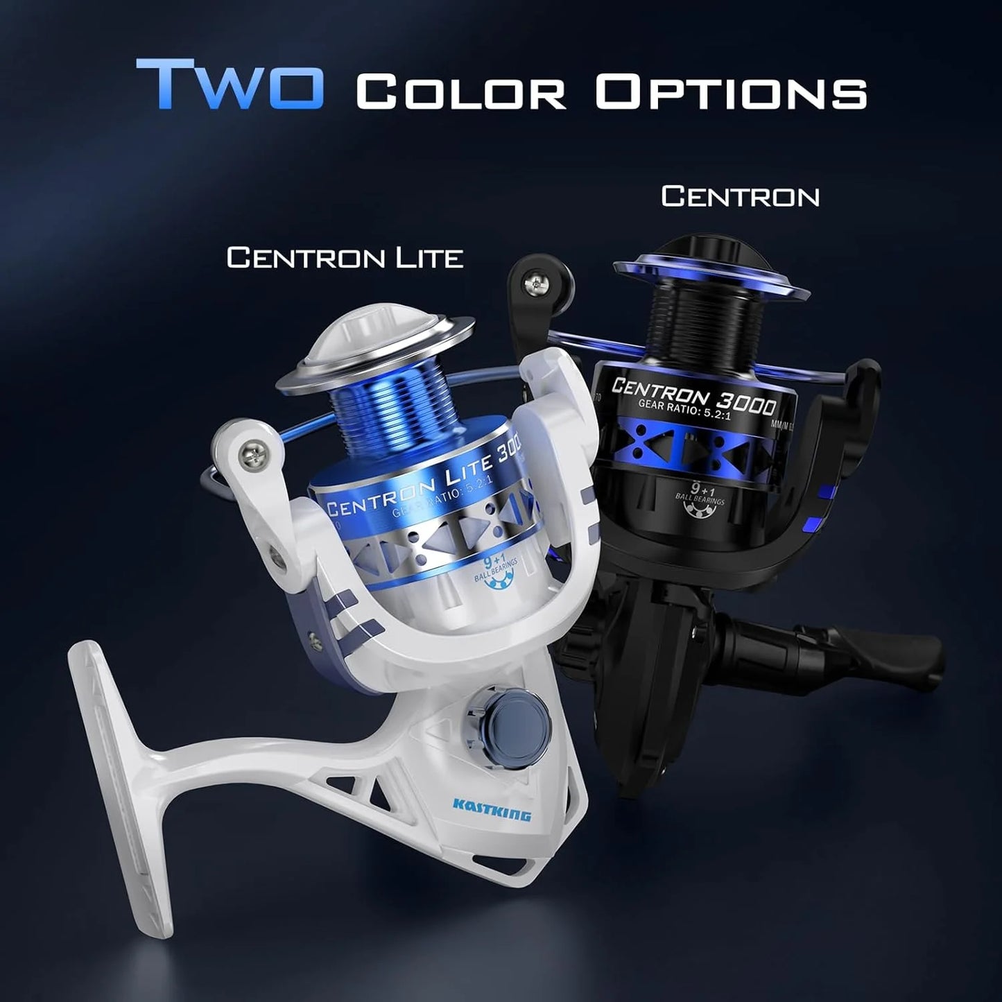 4000 Spinning Reels, 17.5Lbs Max Drag, 5.2:1 Gear Ratio-Centron Black