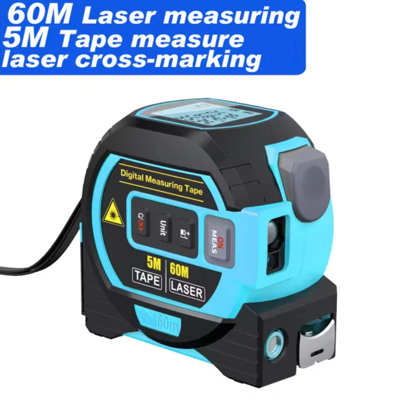 3-In-1 Laser Rangefinder Tape Measure with LCD Display Backlight Rangefinder Building Measurement Device, Christmas Gift