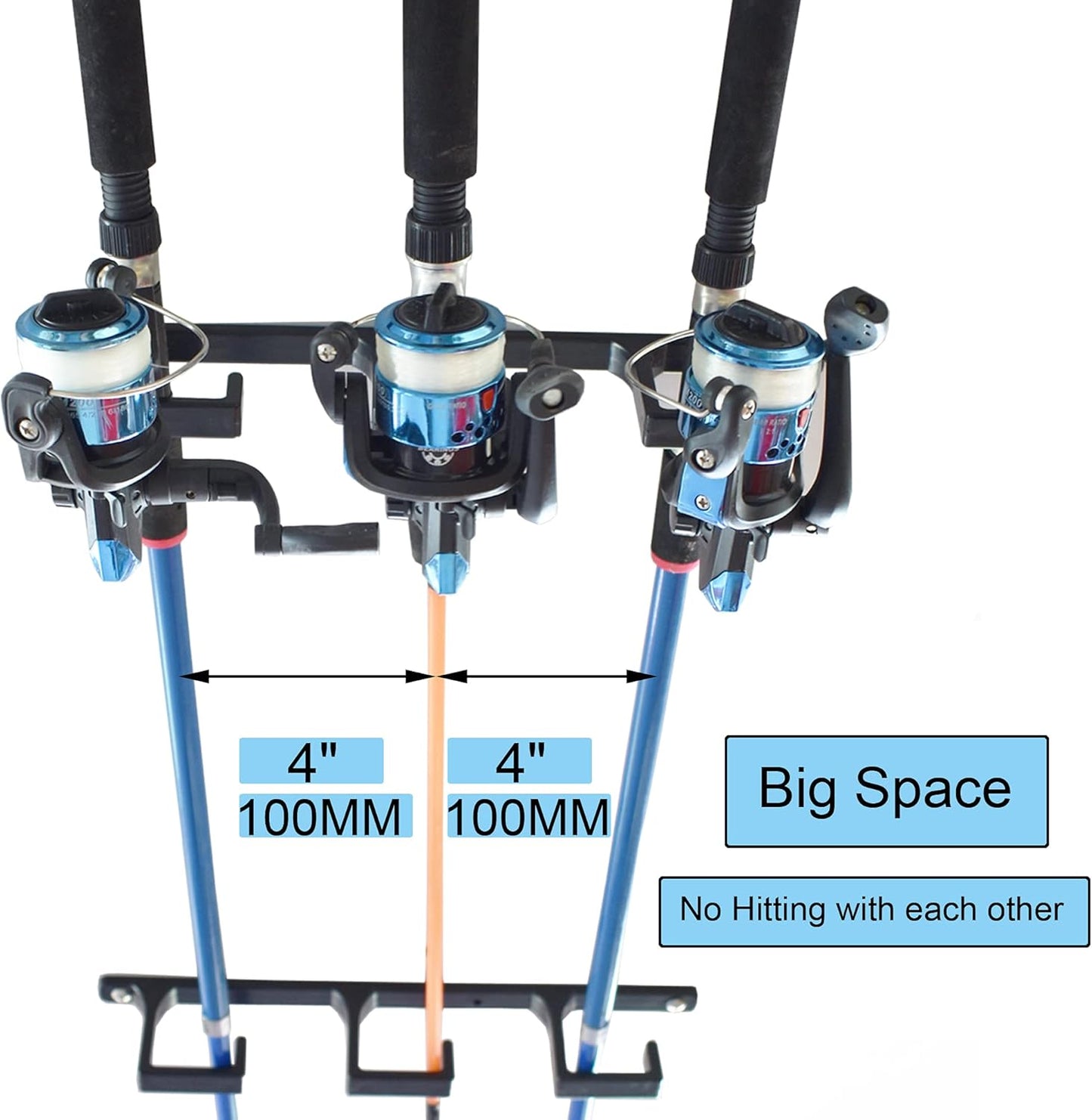 Overhead Ceiling Fishing Rod Rack Fishing Rod Storage Holder - No Fishing Pole - Black