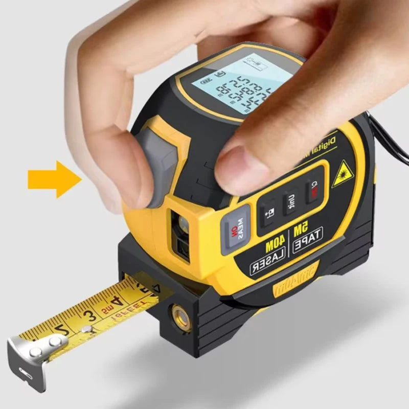 3-In-1 Laser Rangefinder Tape Measure with LCD Display Backlight Rangefinder Building Measurement Device, Christmas Gift