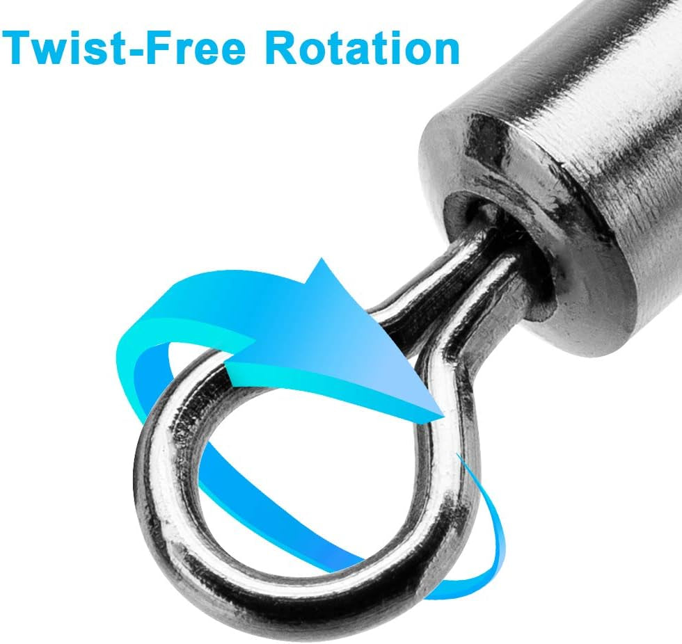 Fishing Swivels, 200Pcs Barrel Swivels Fishing Stainless Steel Swivel Fishing for Saltwater Freshwater Fishing