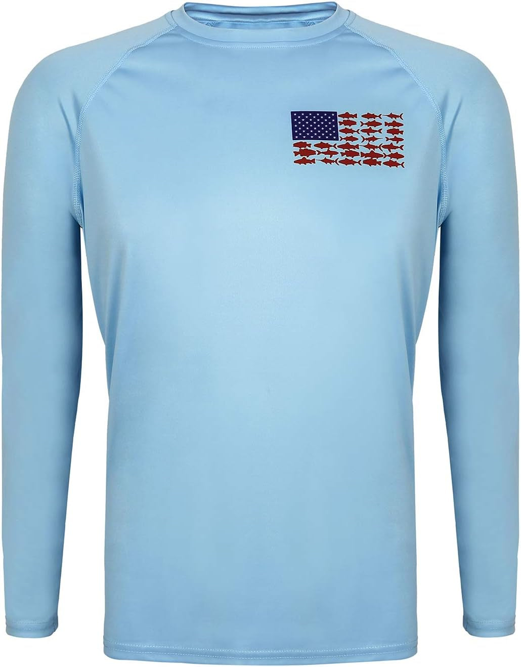 Mens Athletic Performance Shirt Long Sleeve Light Blue Mahi - L