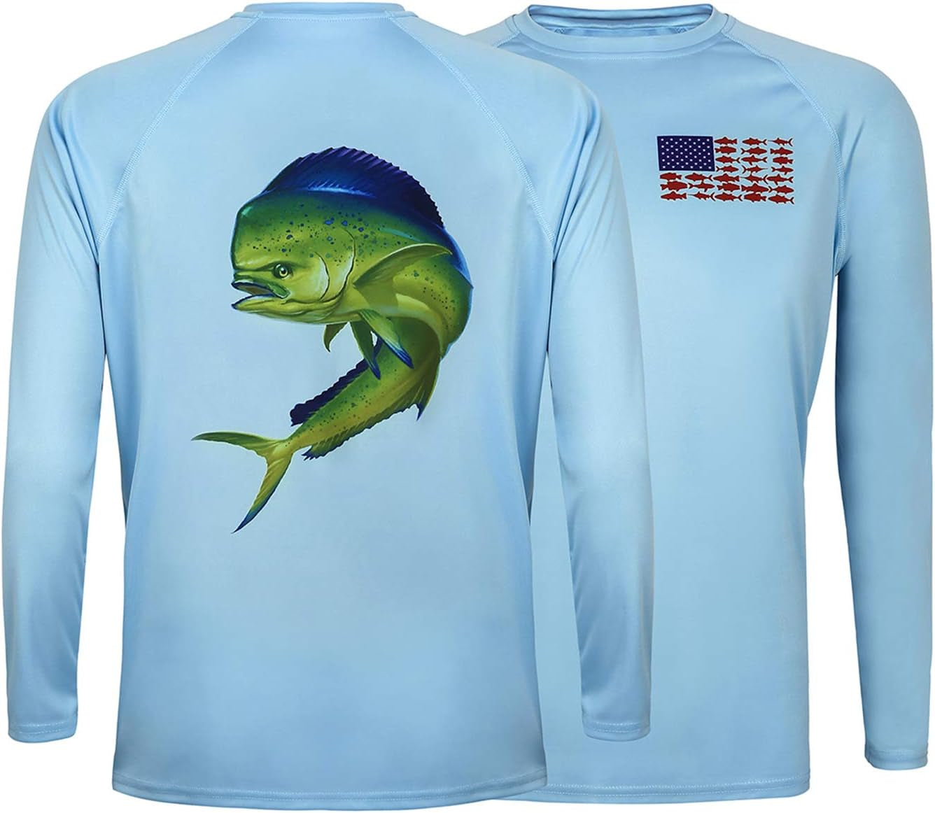 Mens Athletic Performance Shirt Long Sleeve Light Blue Mahi - L
