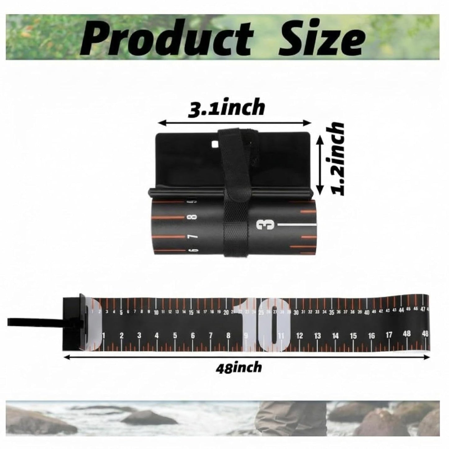 2 Pcs 48 Inch Fishing Ruler Fishing Measuring Tape with Bump Board Waterproof Portable Roll up Fish Measuring Board Device Tool for Crappie Tuna Shark Swordfish