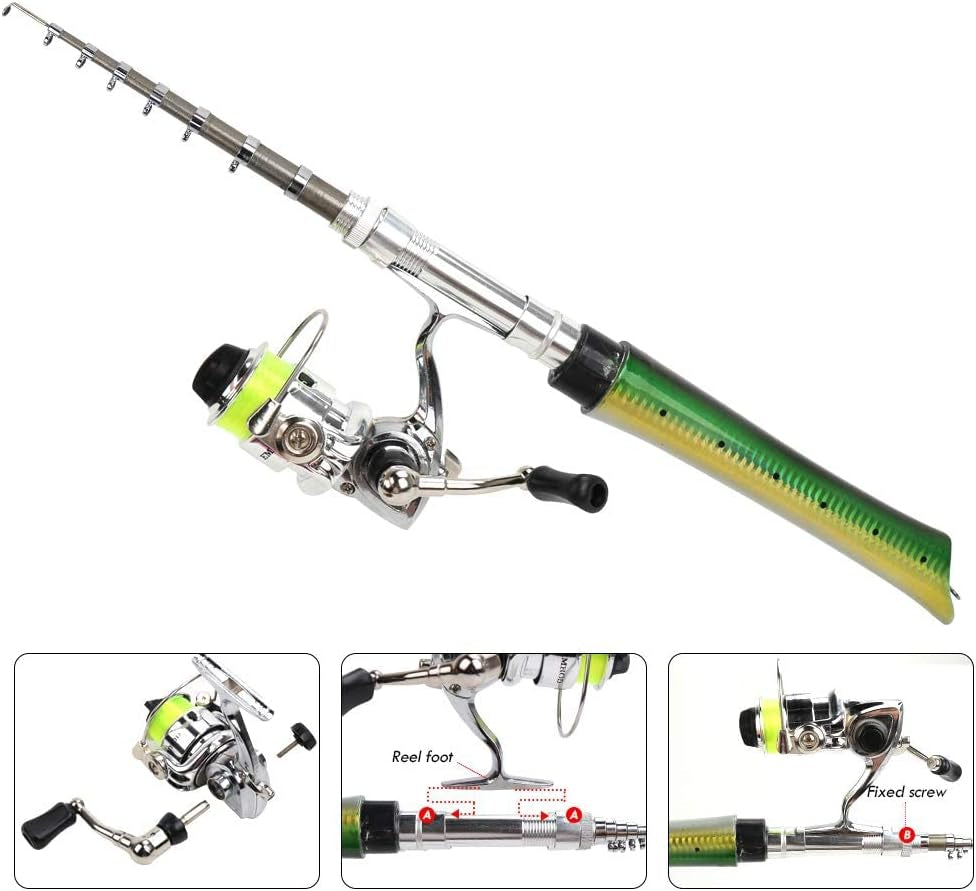 Pen Fishing Pole 55 Inch Mini Pocket Rod Travel Set for Ice Fly Sea Saltwater Freshwater 1.4M