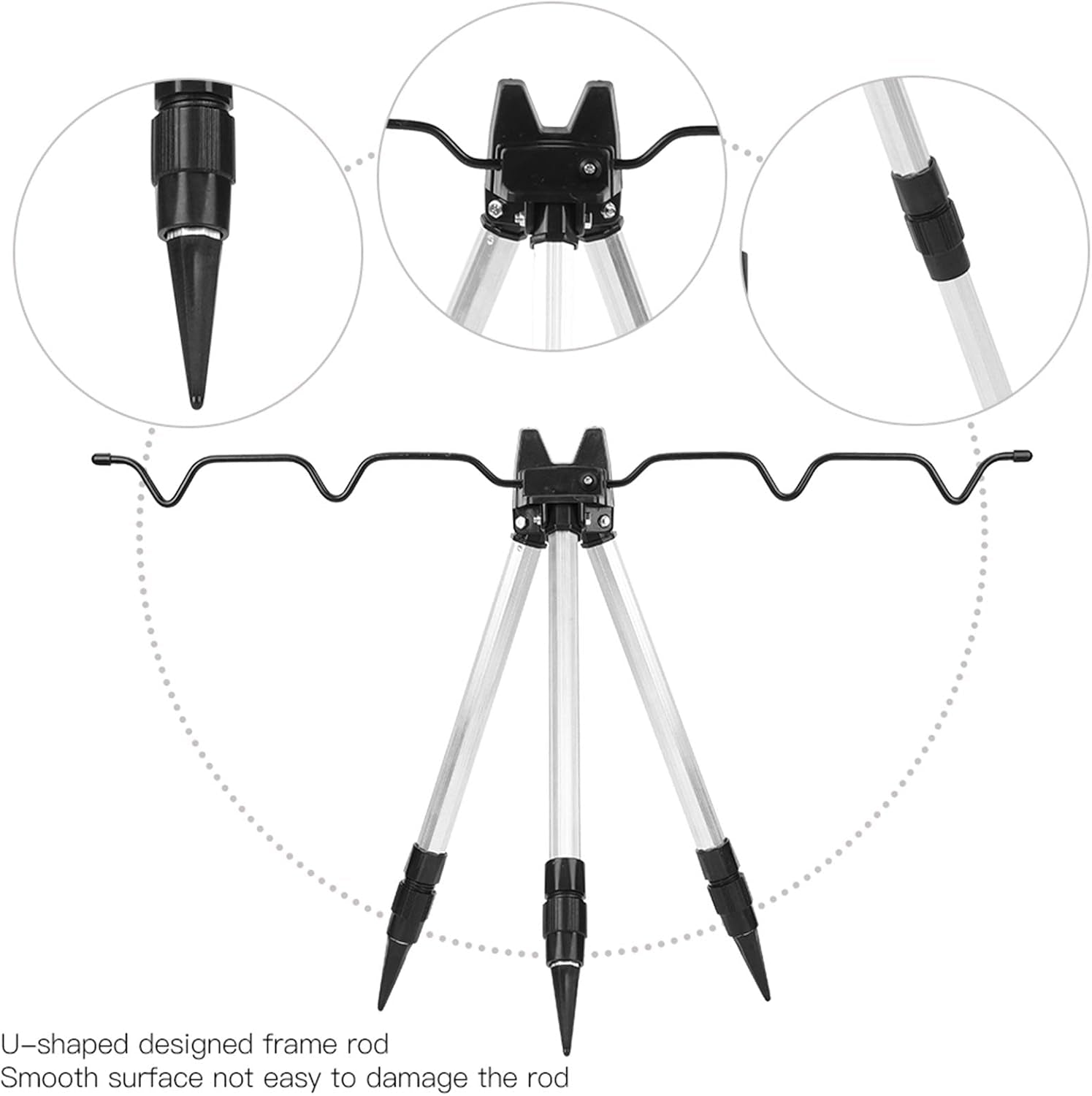 Foldable Fishing Pole Holder, Aluminum Alloy Mini Fishing Rod Tripod Stand Ultrashort Folding Sea Pole Bracket Equipment Accessory for Fishing Lover Outdoor