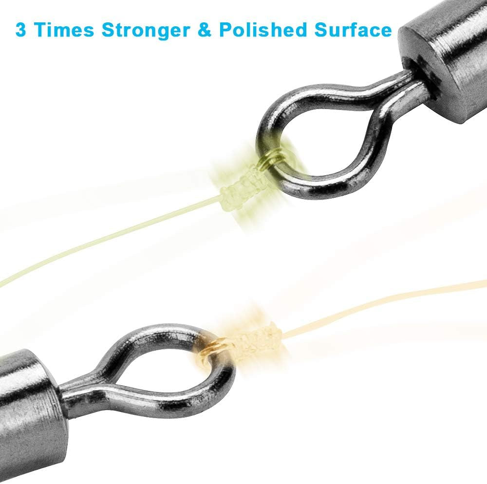 Fishing Swivels, 200Pcs Barrel Swivels Fishing Stainless Steel Swivel Fishing for Saltwater Freshwater Fishing